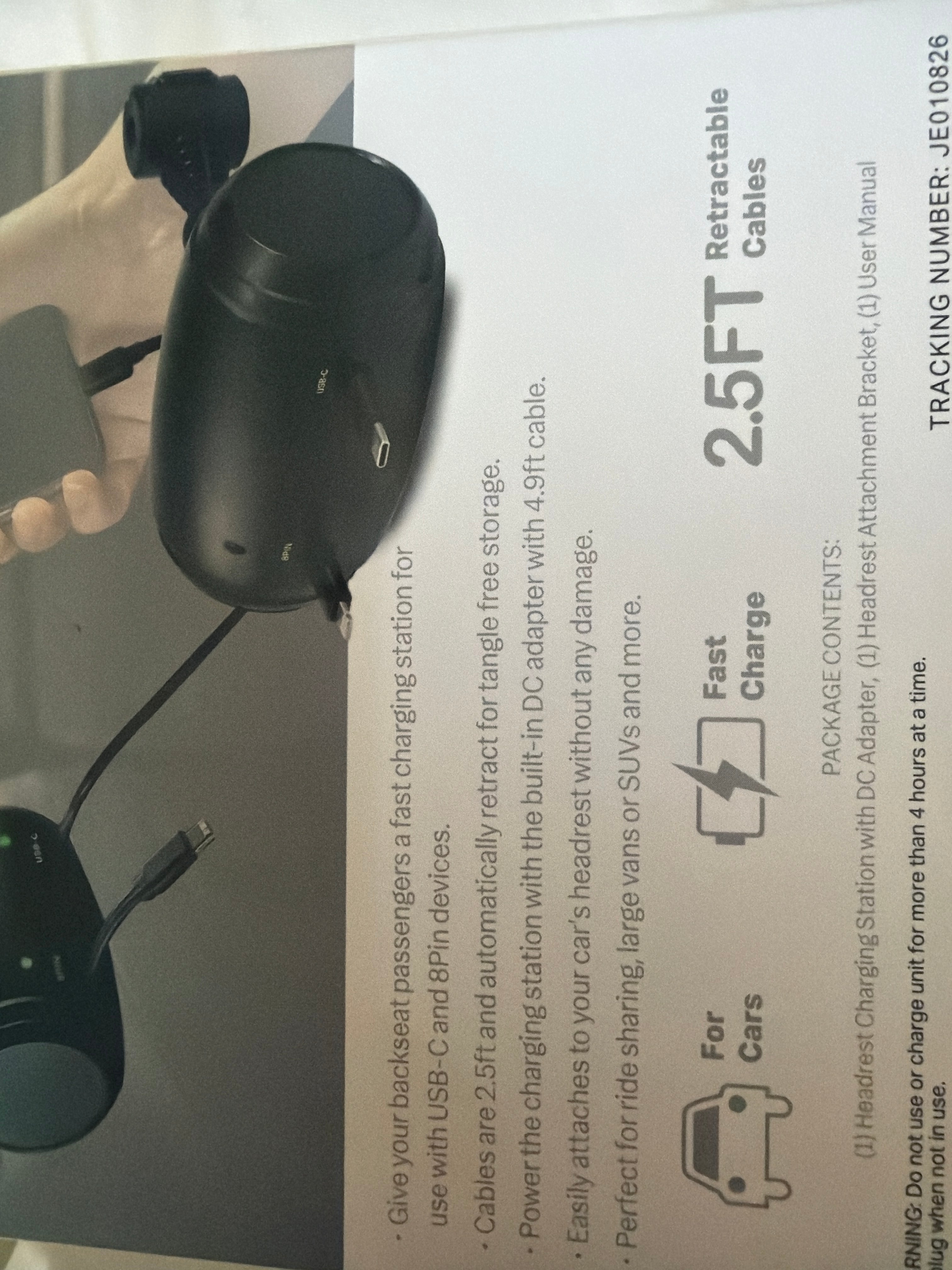 USBC + 8PIN Retractable cable Car Charger