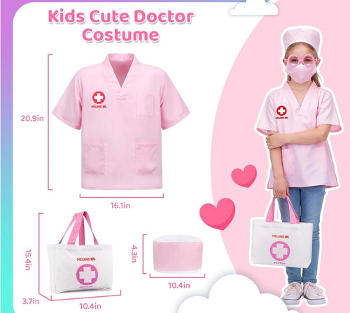 Meland Toy Doctor Kit for Girls, Pretend Play Toy Doctor Set with Dog , Carrying Bag, Stethoscope & Dress Up Costume Gift for Kids Toddlers Ages 3 4 5 6 Year Old for Role Play