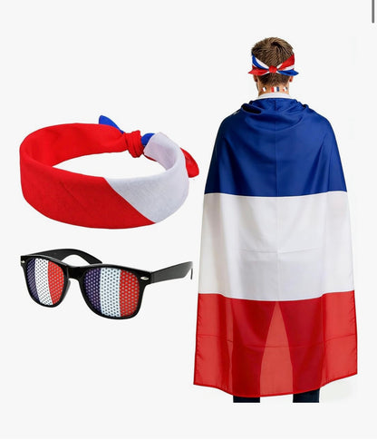 2026 Soccer Fan Flag Cape Set, National Cape Sunglasses Headband Tattoos, Flag Costume Cape for Match Day Party 4th of July