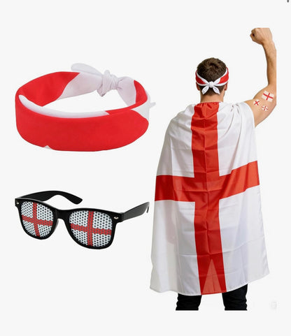 2026 Soccer Fan Flag Cape Set, National Cape Sunglasses Headband Tattoos, Flag Costume Cape for Match Day Party 4th of July